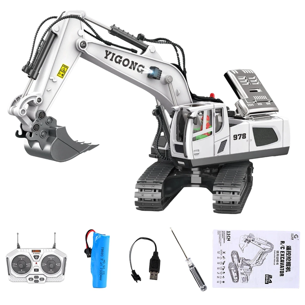 1 20 Kids RC Excavator 2.4GHz 11CH RC Construction Truck Engineering Vehicles Educational Toys with Light Music - Image 7