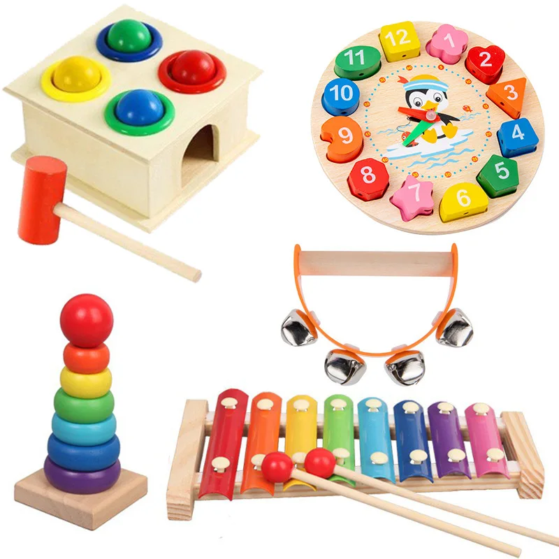 Kids Montessori Cartoon Animal Educational Wooden Beaded Geometry Digital Clock Puzzles Gadgets Matching Clock Toy - Image 2