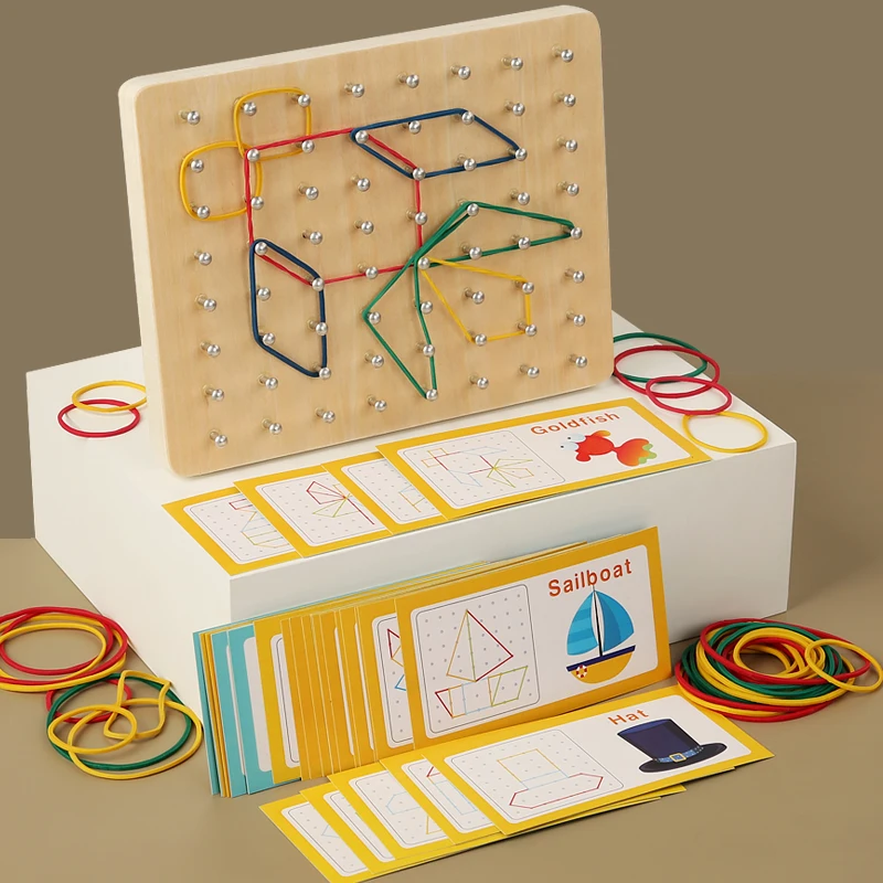 Wooden Montessori Geometric Creative Pegboard Graphic Jigsaw Puzzle Children's Early Education Toy Puzzle Math Game Wood - Image 7