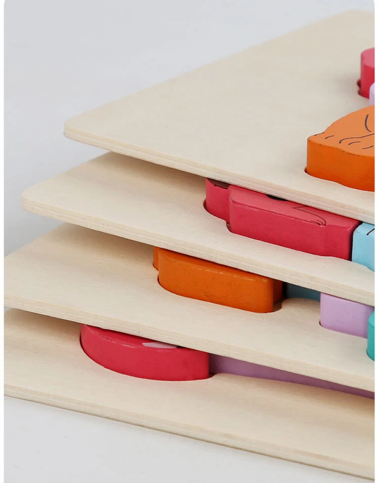 2024 Popular Funny Wooden 3d Puzzle Game Montessori Educational for Children Learning Jigsaw Wooden Animal Family Puzzle - Image 5