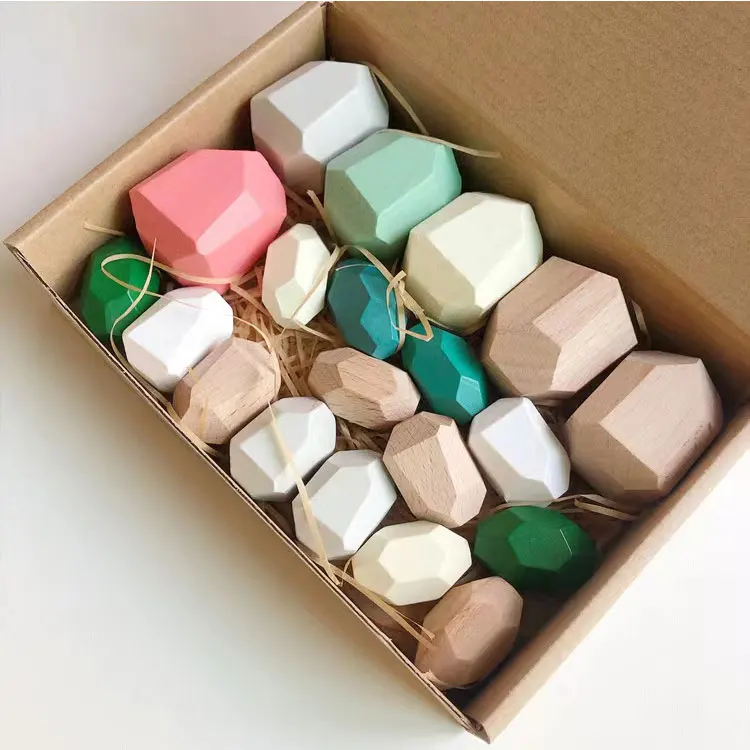 High Quality Children Wooden Rainbow Stacking Stone Game Montessori Educational Balance Building Blocks for Kids - Image 2