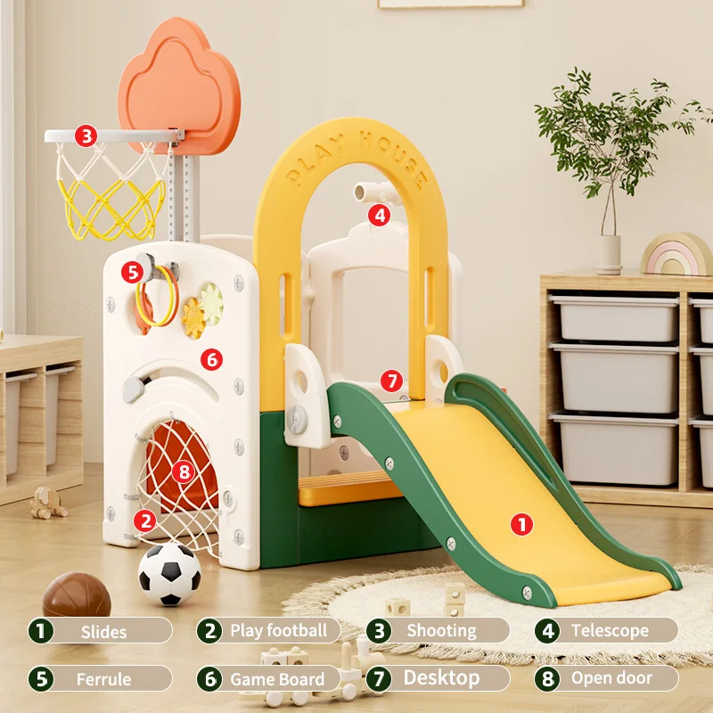 Feelkids Kids Fun Space Slide Playhouse Home Plastic Toy Toddler Baby Slide for Kids Indoor Children's Playground - Image 2