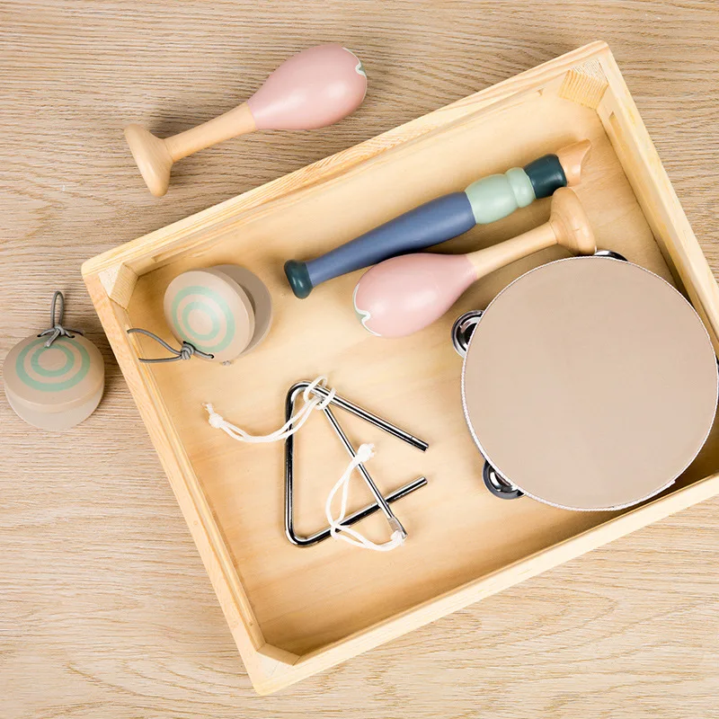 Montessori Inspired Educational Toys Set Wooden Musical Instrument Tambourine & Xylophone for Toddlers & Kids for Boys & Girls - Image 4