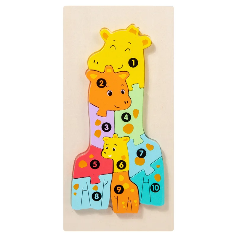2024 Popular Funny Wooden 3d Puzzle Game Montessori Educational for Children Learning Jigsaw Wooden Animal Family Puzzle - Image 13
