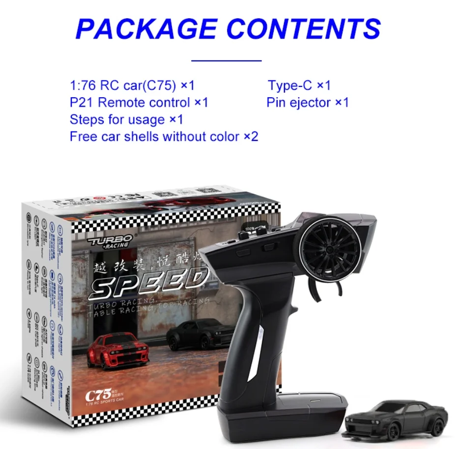 Turbo Racing C75 RTR 1/76 2.4G RWD Mini RC On-Raod Car Sports Truck LED Lights Full Proportional Vehicles Model Kid Children Toy - Image 7