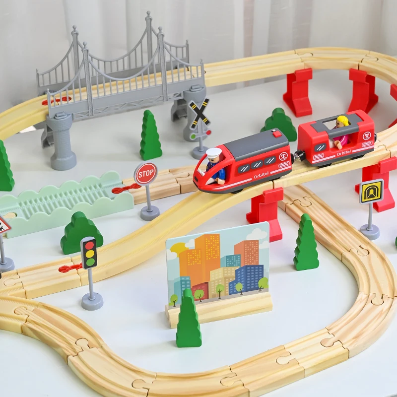 Hot Selling Wooden Railway Construction Wooden Puzzle Toy Montessori Educational Toys Creative Track Train - Image 3