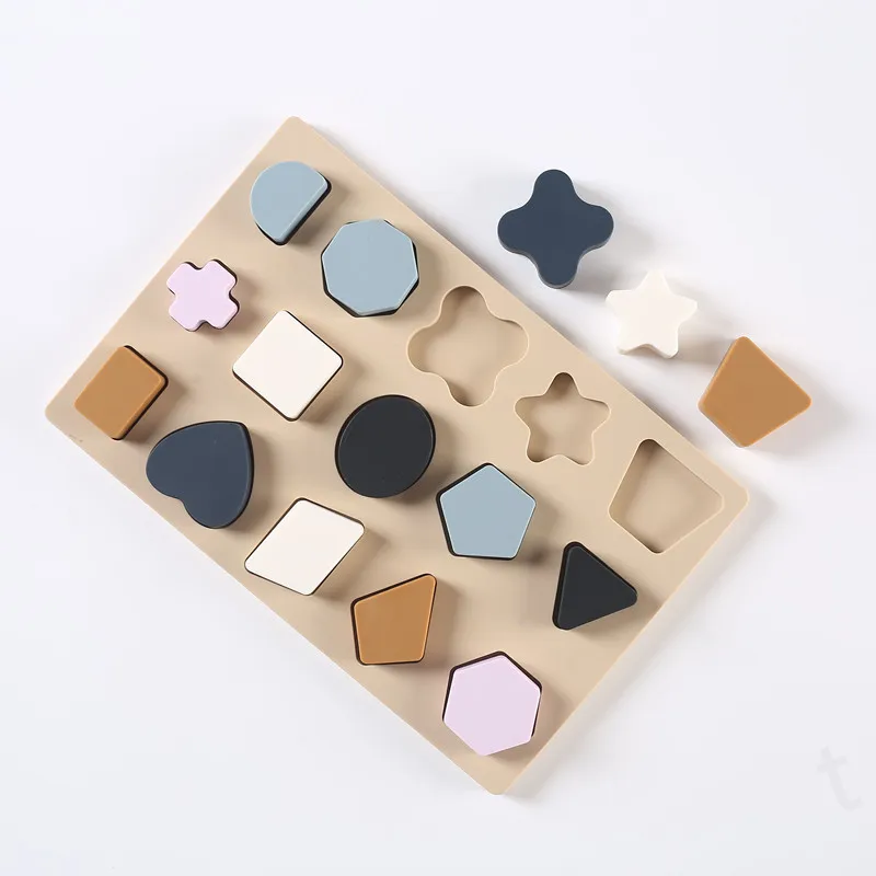 Early Learning Silicone Geometric Puzzle Board Set Montessori Idea Children Brain Development Toys Game Function Toys - Image 3