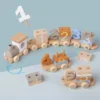 New Baby Wooden Train Building Blocks Early Educational Montessori Counting Numbers Toy Shape Matching Building Blocks