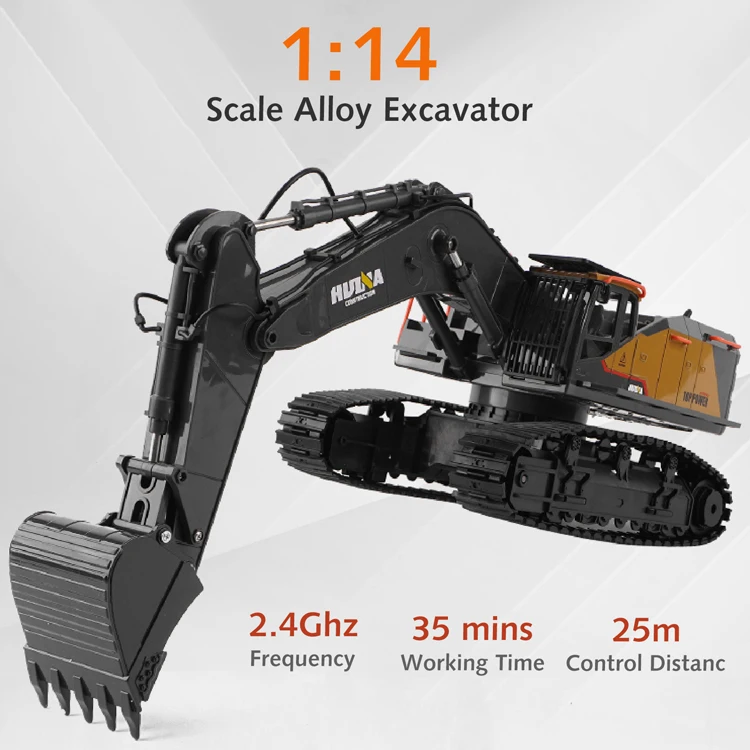 Kouyikou 1/14 Radio Control Excavator Remote Control Hydraulic Electric Metal Excavator Toy - Image 3