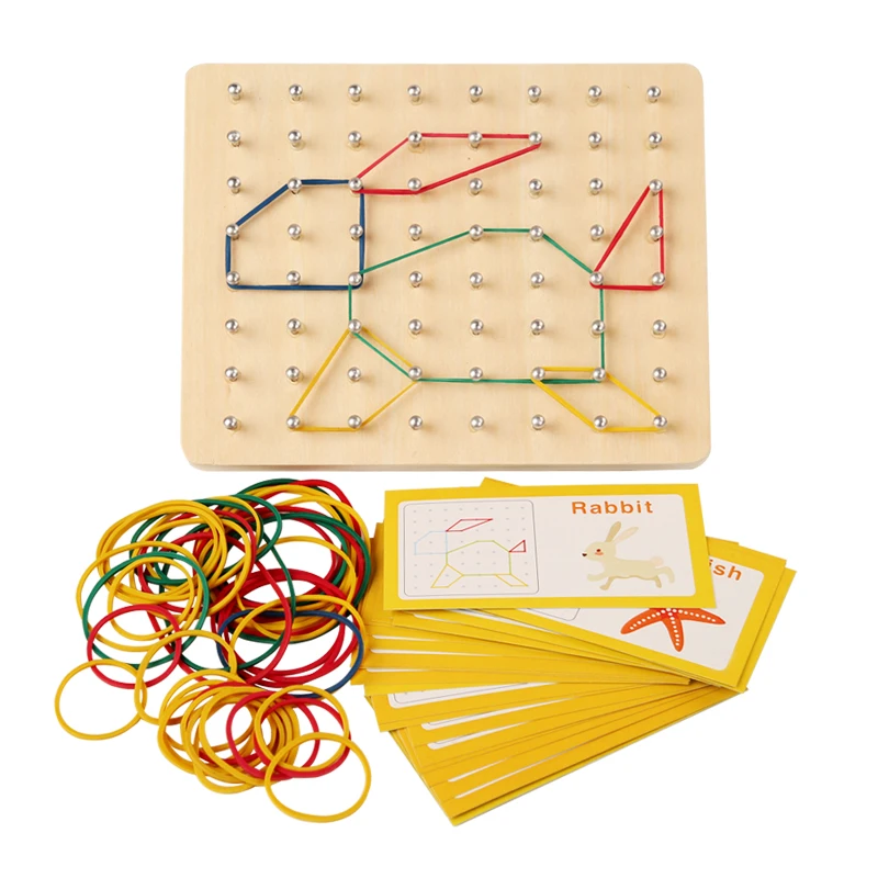 Wooden Montessori Geometric Creative Pegboard Graphic Jigsaw Puzzle Children's Early Education Toy Puzzle Math Game Wood - Image 6