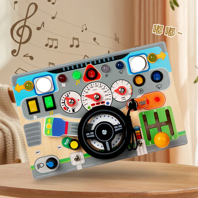 Children Early Educational Montessori Busy Steering Wheel Simulation Driving Experience Driving Fun Wooden Toys - Image 2
