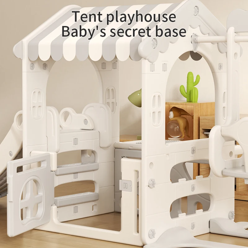 Feelbaby Indoor Playground Equipment White Plastic Toy Set Swings Slide for Kids for Home Garden Shopping Malls Playhouse - Image 3