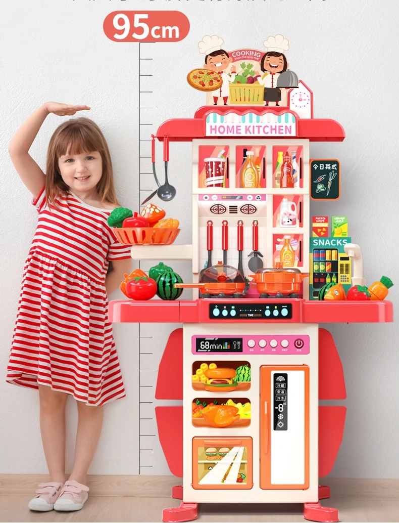 2025 Newest 95 cm Musical Lights Kitchen Toys Pretend Play Toy Kitchen for Children - Image 5