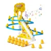 Hot Selling Children's Games Railway Toy Little Yellow Duck That Goes up Stairs Slide Music Light Effects Plastic Material