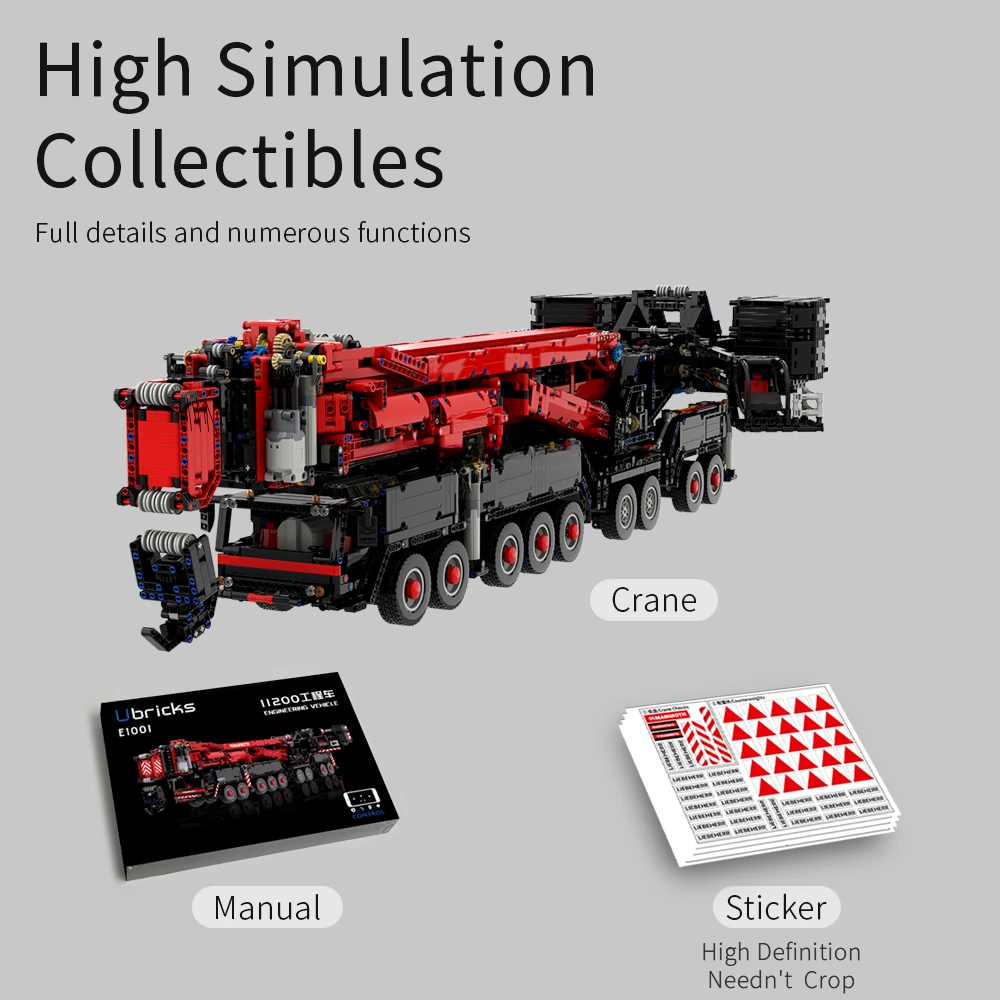 42146 Fit MOC-20920 LTM11200 Mobile Crane Engineering Model RC Car MOC DIY Assembly Brick Toys Adult Building Blocks Set E1001 - Image 4