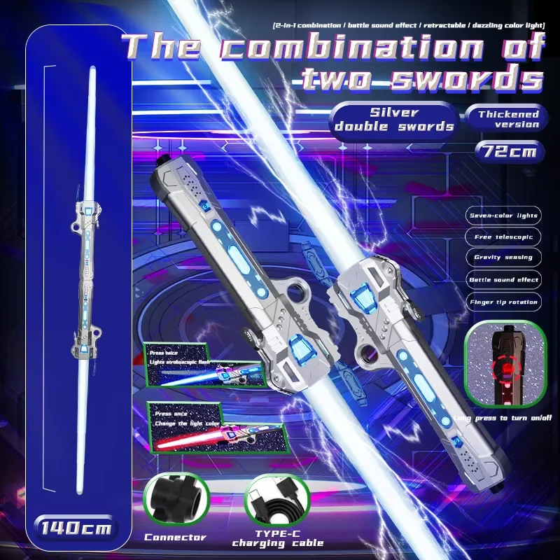 Unisex Children's Simulation Laser Sword Retractable Plastic LED Flashing Knife Planet Toys with Sound for Boys Gift - Image 13