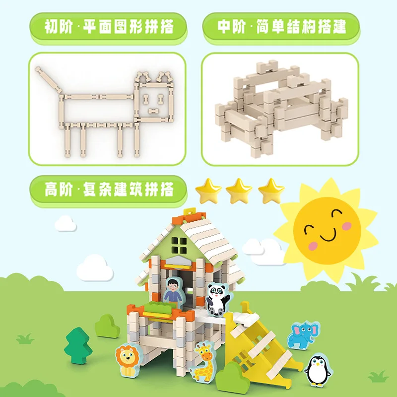 Montessori Creative Building Blocks Wooden Toys for Kids Educational Little Architect Children Stacking Assembling LearningToy - Image 3