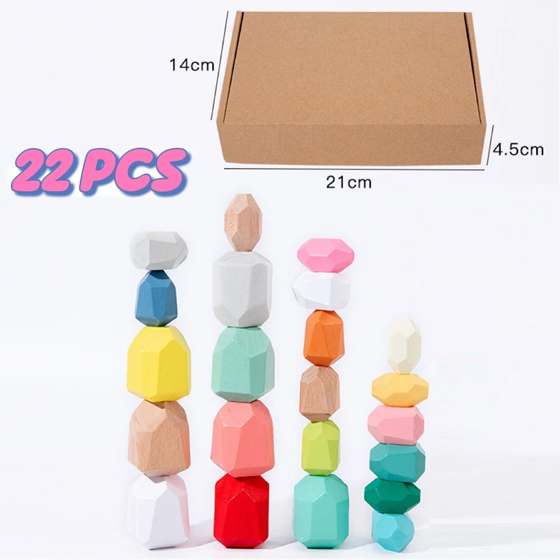 High Quality Children Wooden Rainbow Stacking Stone Game Montessori Educational Balance Building Blocks for Kids - Image 11
