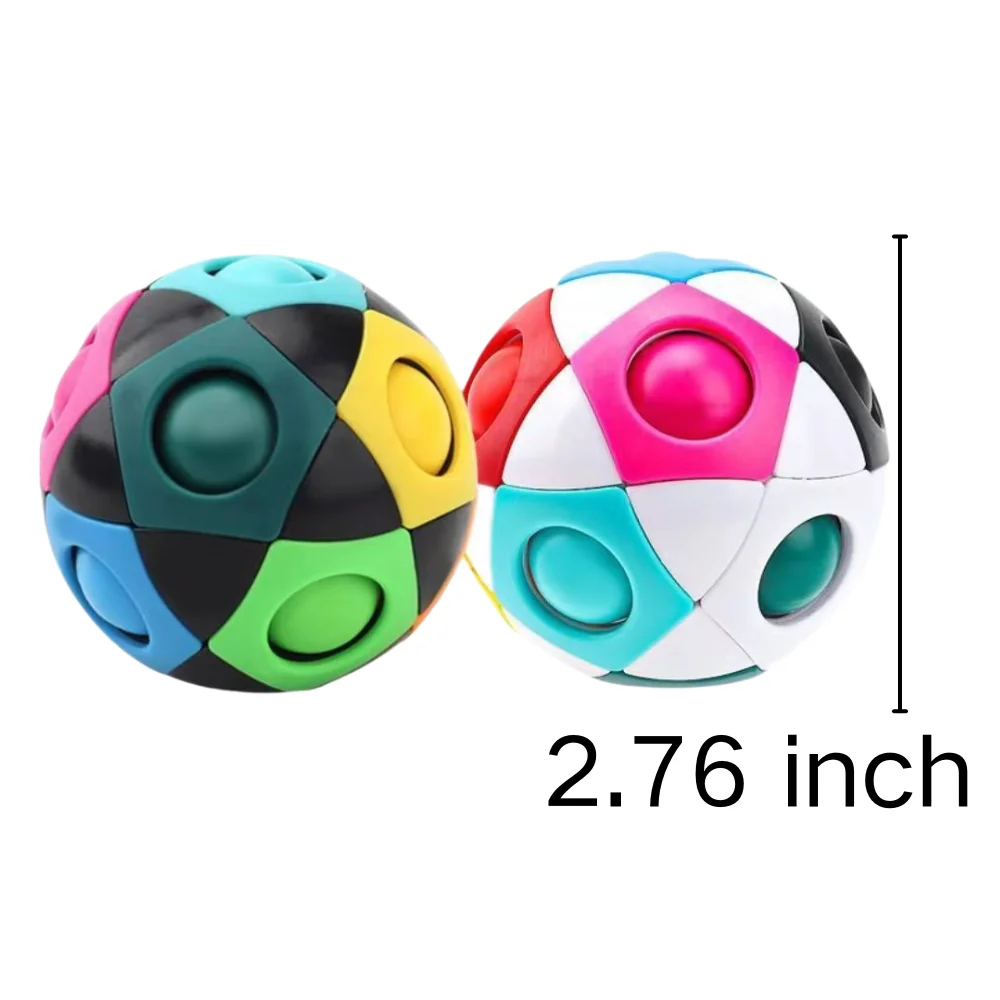 2.76 Inch 12 Holes Magic Rainbow Puzzle Cube Ball Unisex Anti-Stress Fidget Toy for Kids - Image 3