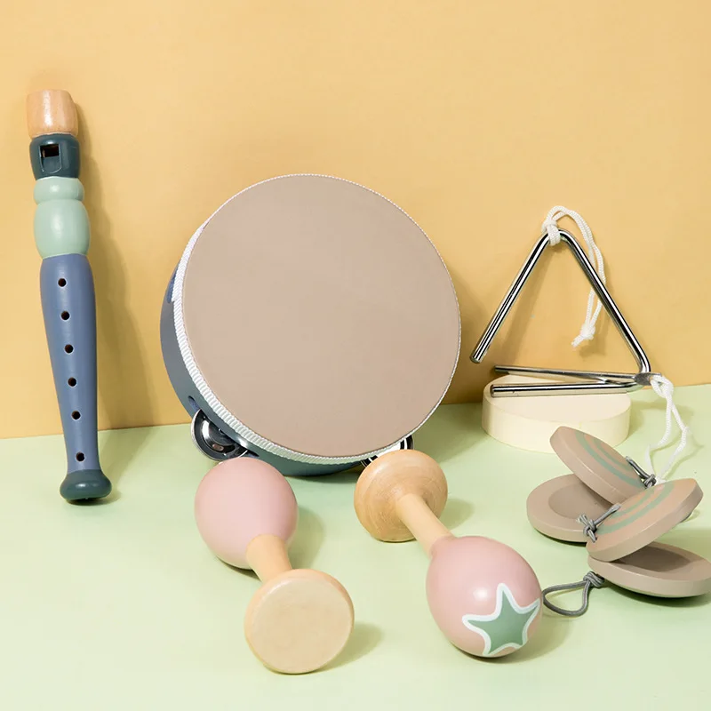 Montessori Inspired Educational Toys Set Wooden Musical Instrument Tambourine & Xylophone for Toddlers & Kids for Boys & Girls - Image 2