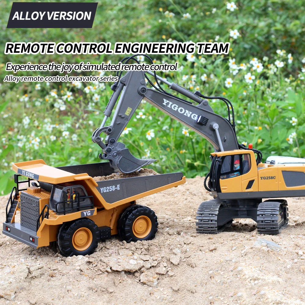 1 20 Kids RC Excavator 2.4GHz 11CH RC Construction Truck Engineering Vehicles Educational Toys with Light Music - Image 2