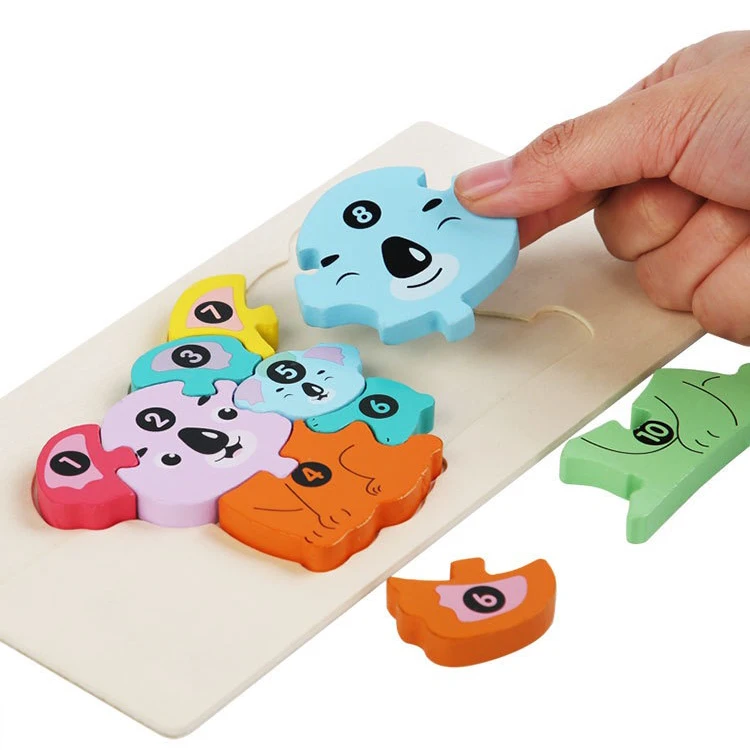 2024 Popular Funny Wooden 3d Puzzle Game Montessori Educational for Children Learning Jigsaw Wooden Animal Family Puzzle - Image 3