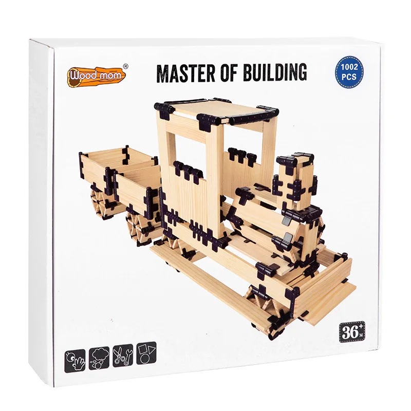 Creative Montessori Master Building Wooden Blocks Set Kids Educational Puzzle Toy Assembling Architect Wood Toys - Image 5