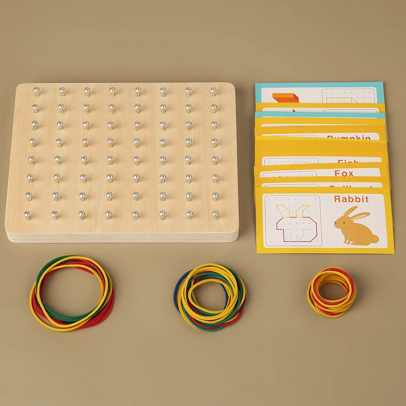 Wooden Montessori Geometric Creative Pegboard Graphic Jigsaw Puzzle Children's Early Education Toy Puzzle Math Game Wood - Image 5