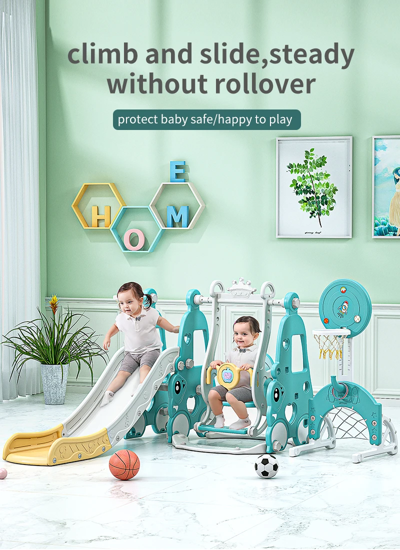6 in 1 Indoor Room Plastic Swing Slide Toy Set HDPE Material Baby Climbing Equipment with Slide for Park Children's Playground - Image 2