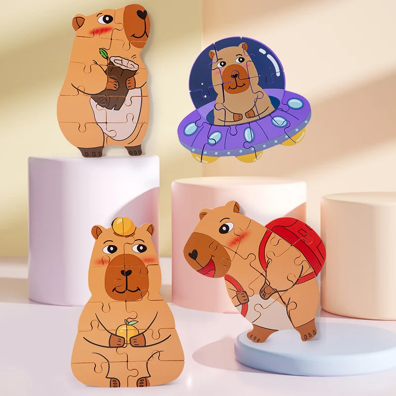 2025 New Wholesale Wooden Cartoon Animal 3D Puzzle Jigsaw Puzzle Activity Board Early Education Montessori Children's Toys - Image 6