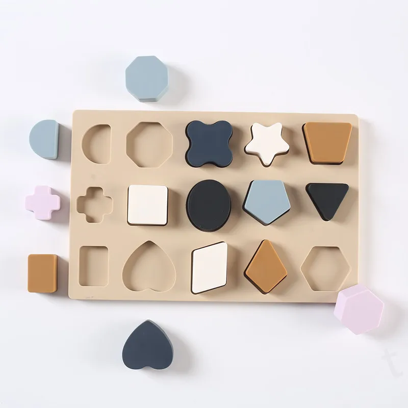 Early Learning Silicone Geometric Puzzle Board Set Montessori Idea Children Brain Development Toys Game Function Toys - Image 2