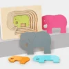 Wooden Multi Layer Puzzle Wholesale Learning and Playing Puzzle Game Educational Toys Animal Carton 3D Jigsaw Puzzles
