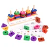 Early Education Montessori Color Cognition Wooden Matching Column Blocks Geometric Shape Matching Block Toys