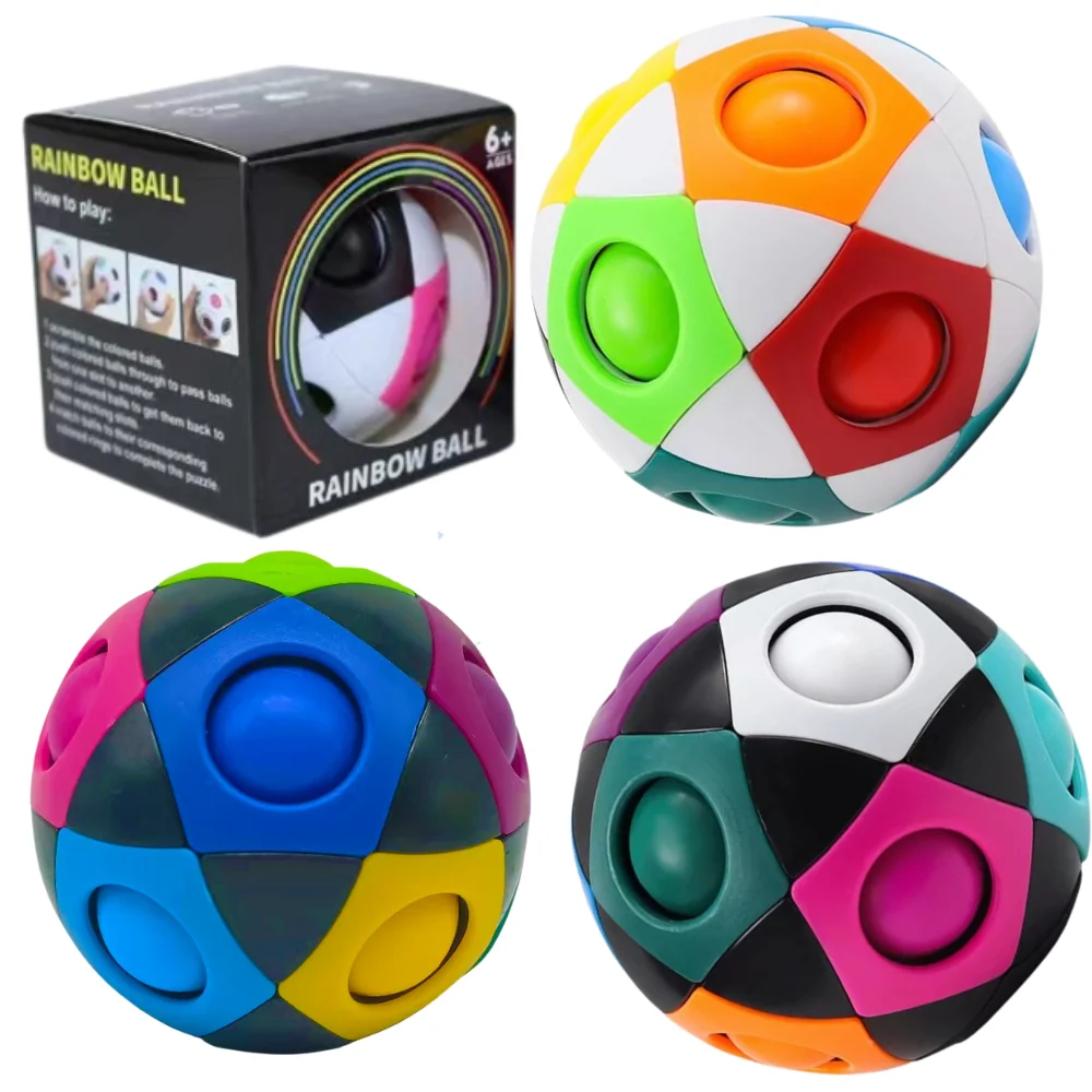 2.76 Inch 12 Holes Magic Rainbow Puzzle Cube Ball Unisex Anti-Stress Fidget Toy for Kids - Image 2