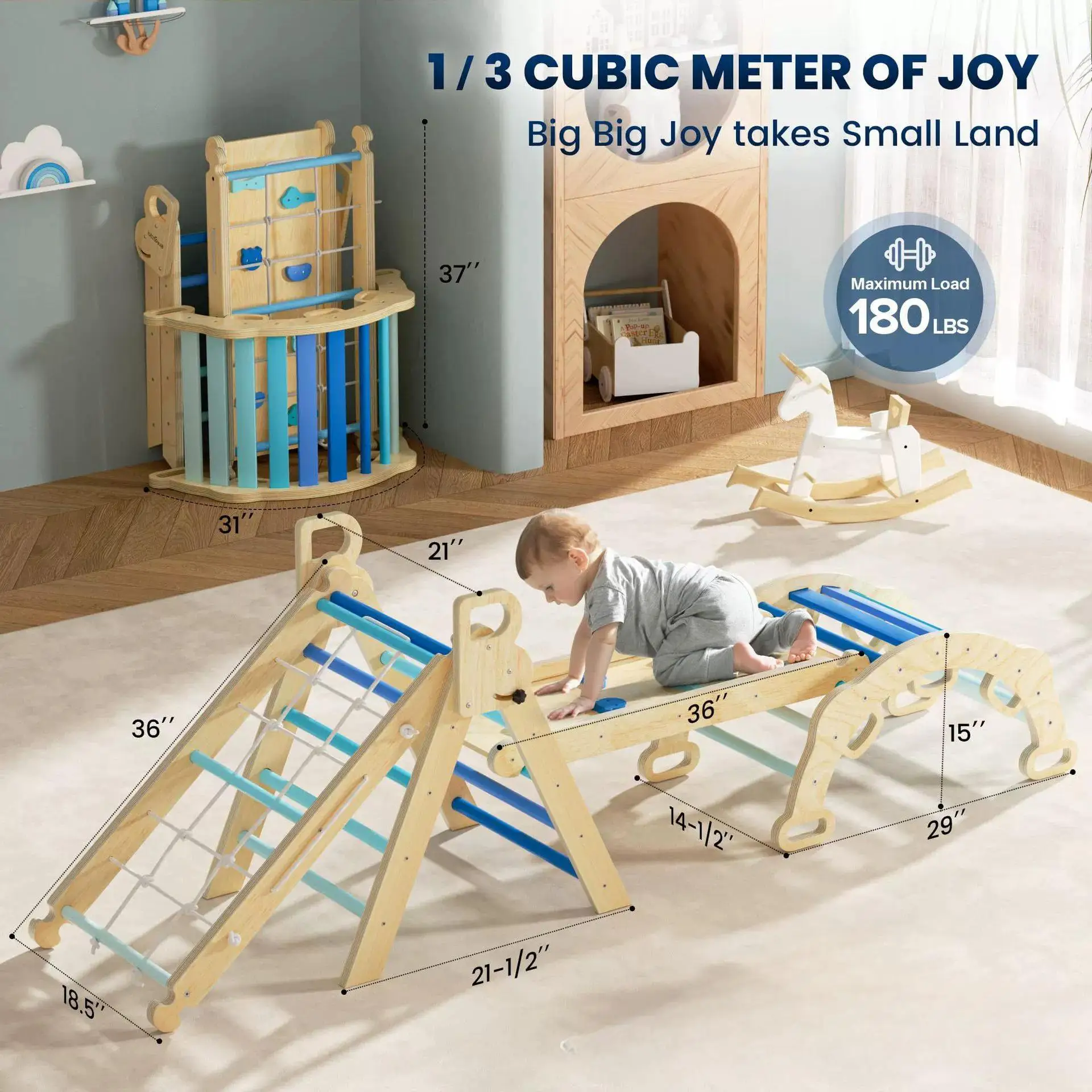 Climbing Frame Steel Arch Montessori Pickler Triangle Set for School Wooden Climbing Frame Foldable Baby Climbing Toys - Image 3